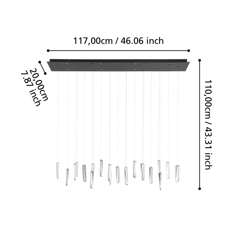 Eglo - Led Dimmable κρεμαστό φωτιστικό οροφής 8xLED/4,2W/230V 3000K διαφανή