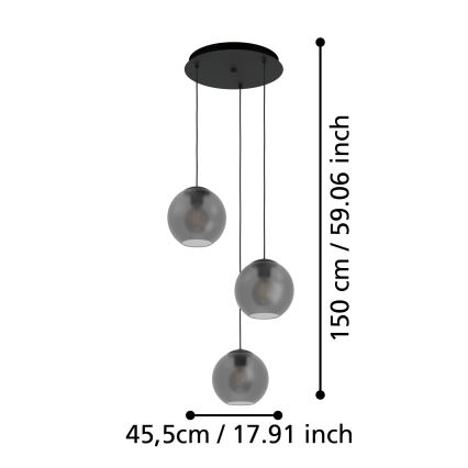 Eglo - Κρεμαστό φωτιστικό οροφής 3xE27/40W/230V φιμέ