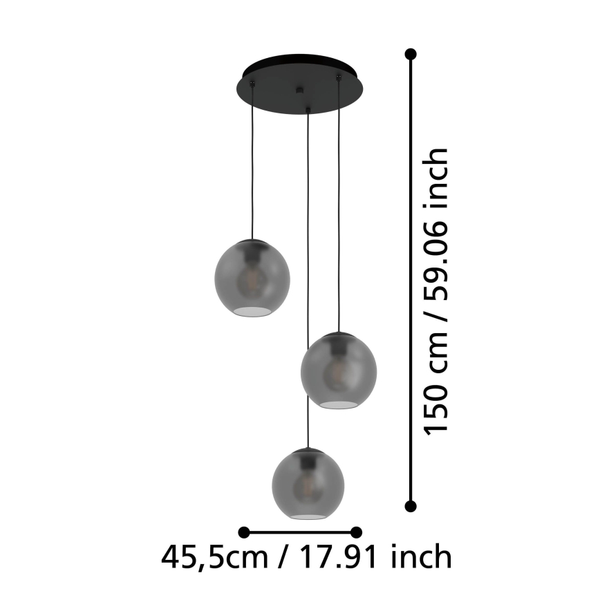 Eglo - Κρεμαστό φωτιστικό οροφής 3xE27/40W/230V φιμέ