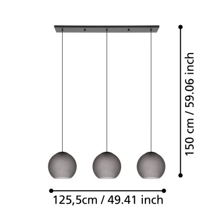Eglo - Κρεμαστό φωτιστικό οροφής 3xE27/40W/230V φιμέ