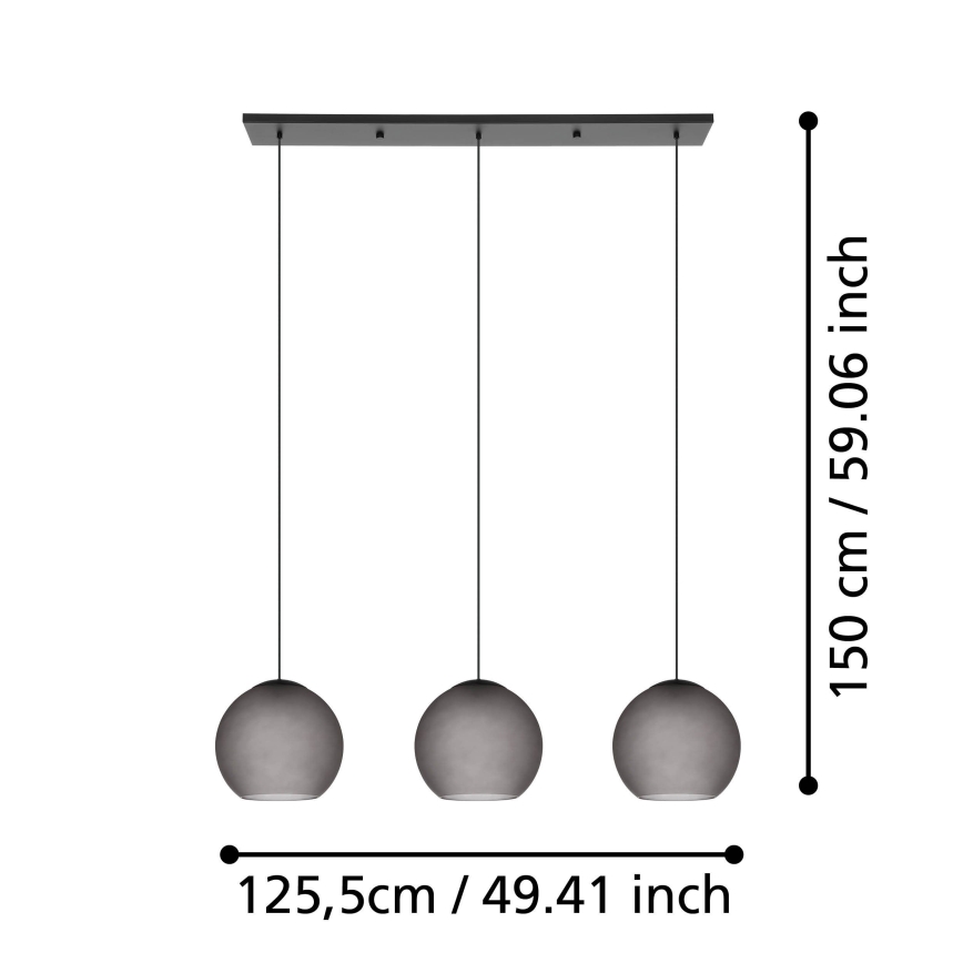 Eglo - Κρεμαστό φωτιστικό οροφής 3xE27/40W/230V φιμέ