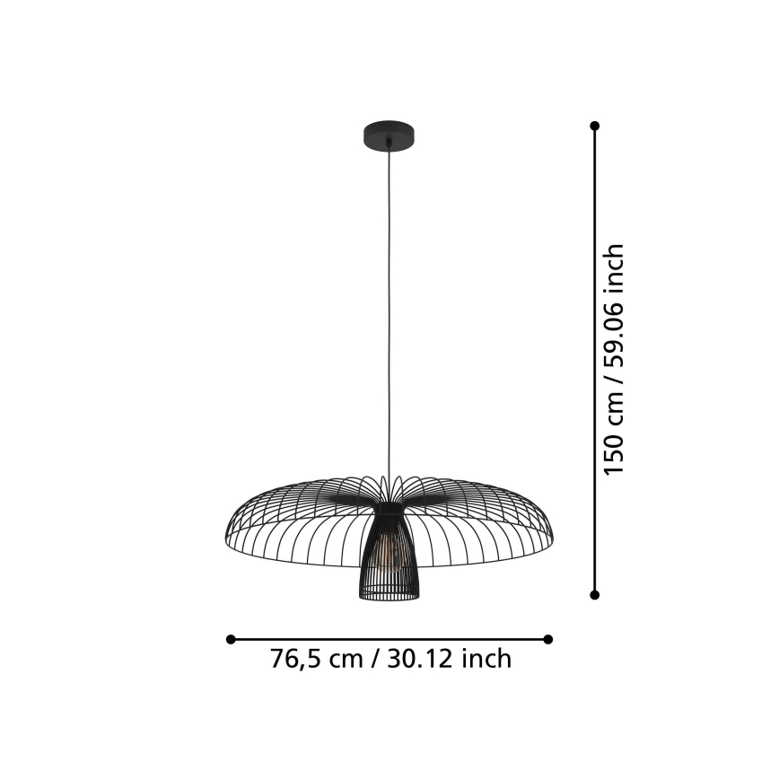 Eglo - Κρεμαστό φωτιστικό οροφής 1xE27/60W/230V διάμετρος 77 cm μαύρο