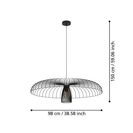 Eglo - Κρεμαστό φωτιστικό οροφής 1xE27/60W/230V διάμετρος 98,5 cm μαύρο