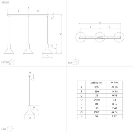 Eglo - Κρεμαστό φωτιστικό οροφής 3xE27/28W/230V μαύρο