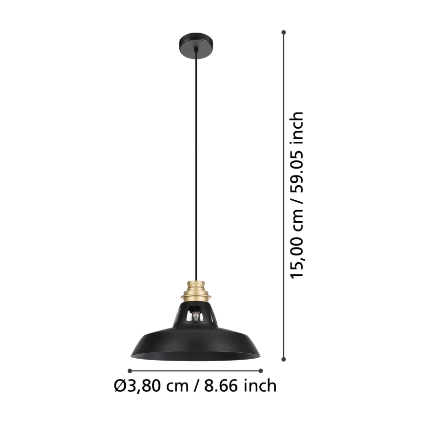 Eglo - Κρεμαστό φωτιστικό οροφής 1xE27/40W/230V μαύρο/χρυσό