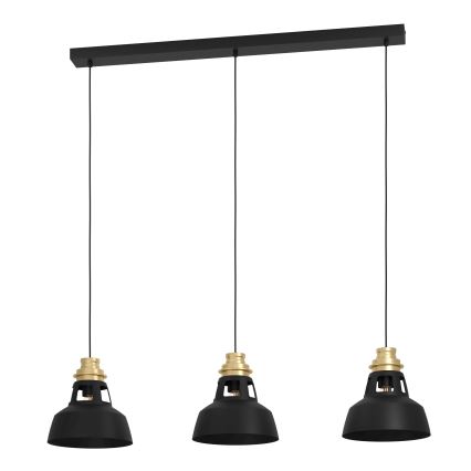 Eglo - Κρεμαστό φωτιστικό οροφής 3xE27/40W/230V μαύρο/χρυσό