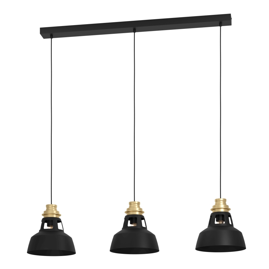 Eglo - Κρεμαστό φωτιστικό οροφής 3xE27/40W/230V μαύρο/χρυσό