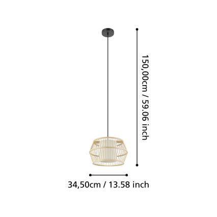 Eglo - Κρεμαστό φωτιστικό οροφής 1xE27/40W/230V μπαμπού