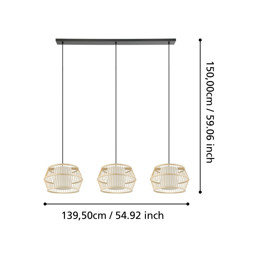 Eglo - Κρεμαστό φωτιστικό οροφής 3xE27/40W/230V μπαμπού