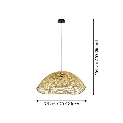 Eglo - Κρεμαστό φωτιστικό οροφής 1xE27/40W/230V διάμετρος 72 cm μπαμπού
