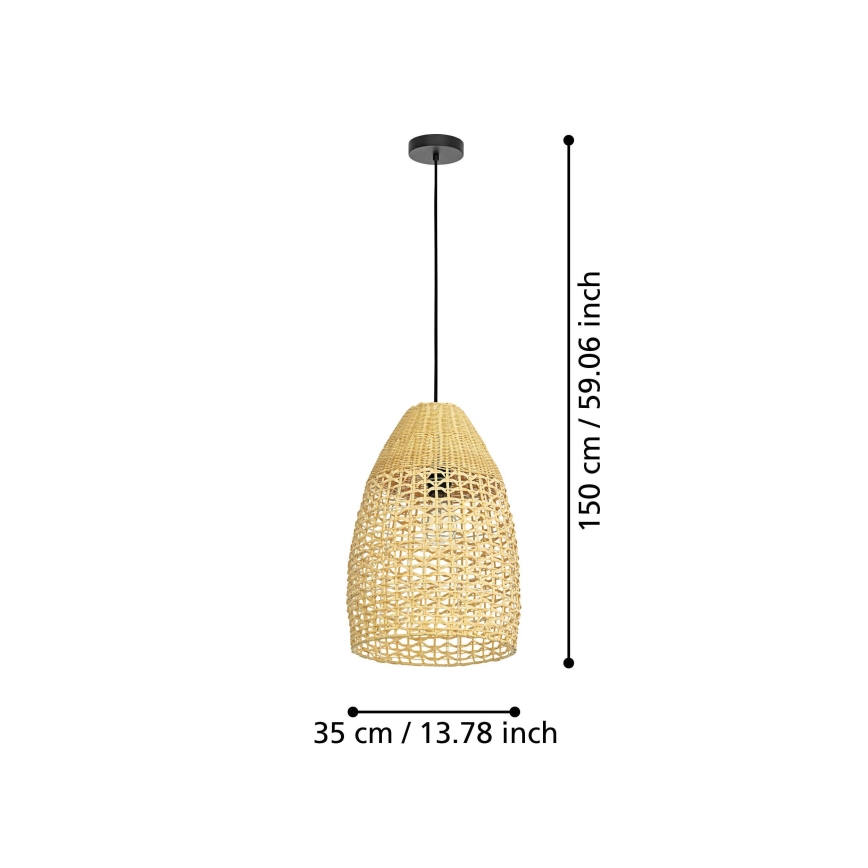 Eglo - Κρεμαστό φωτιστικό οροφής 1xE27/40W/230V διάμετρος 35 cm μπαμπού