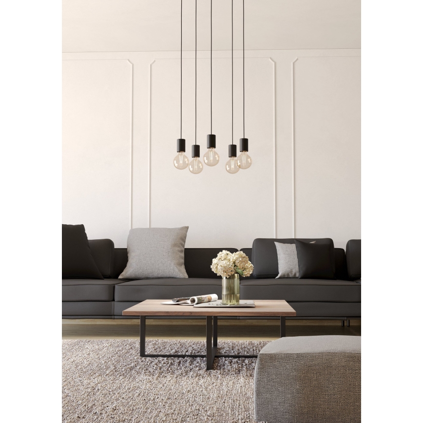 Eglo - Κρεμαστό φωτιστικό οροφής 5xE27/40W/230V μαύρο