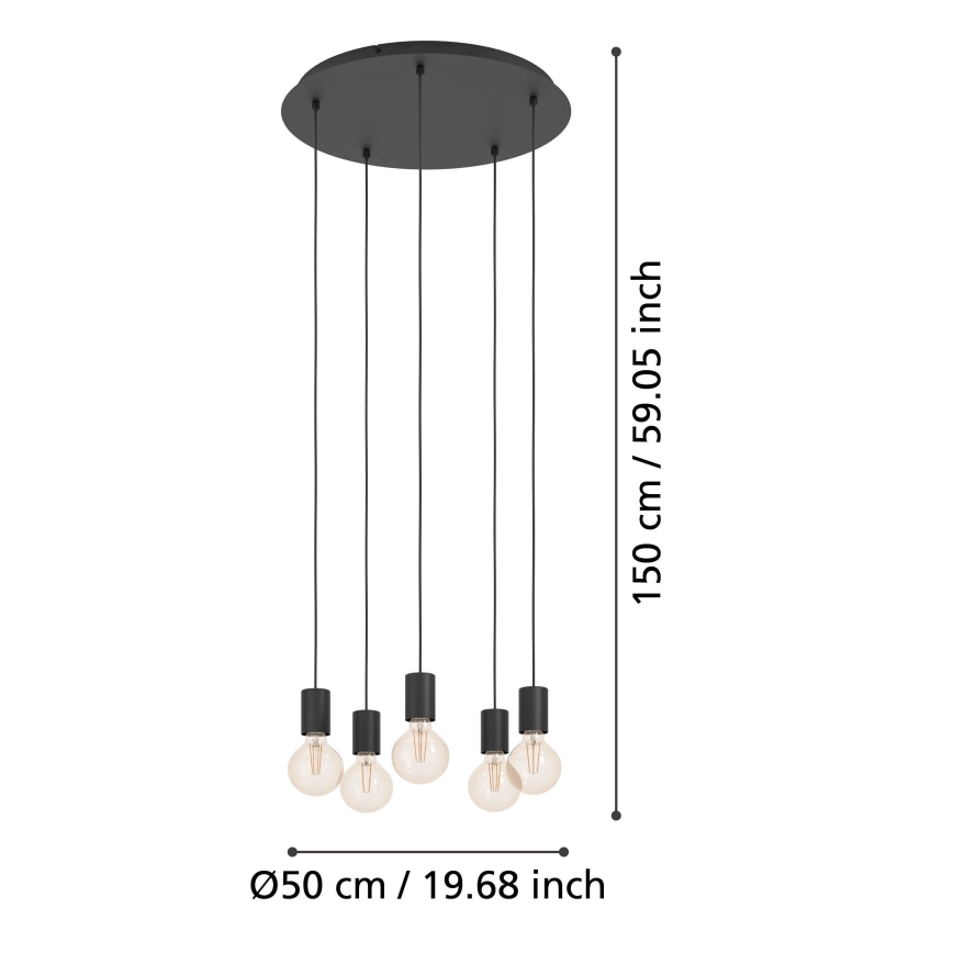 Eglo - Κρεμαστό φωτιστικό οροφής 5xE27/40W/230V μαύρο