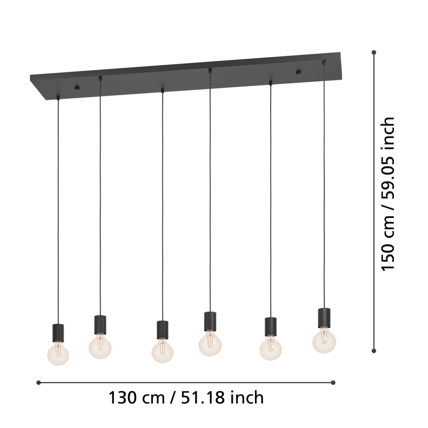 Eglo - Κρεμαστό φωτιστικό οροφής 6xE27/40W/230V μαύρο