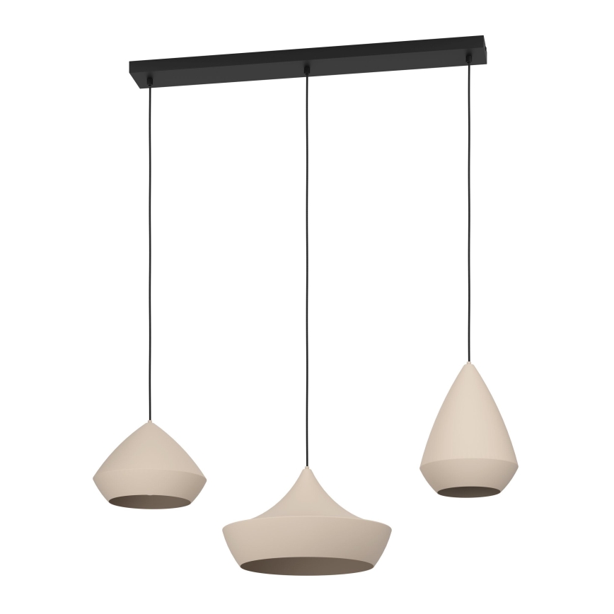 Eglo - Κρεμαστό φωτιστικό οροφής 3xE27/28W/230V μπεζ