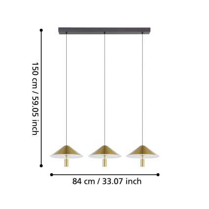 Eglo - Led Dimmable κρεμαστό φωτιστικό οροφής 3xLED/12W/230V 3000K χρυσό