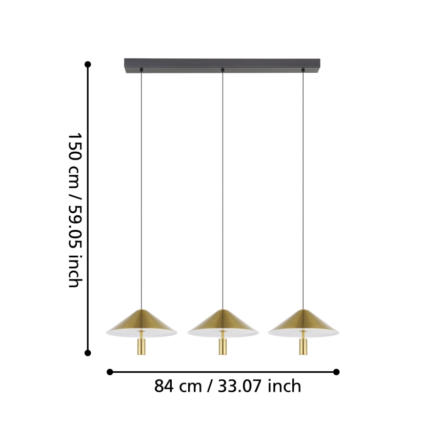 Eglo - Led Dimmable κρεμαστό φωτιστικό οροφής 3xLED/12W/230V 3000K χρυσό