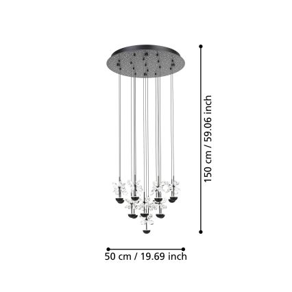 Eglo - Led Dimmable κρεμαστό φωτιστικό οροφής LED/27W/230V 3000K μαύρο