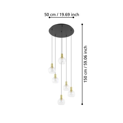 Eglo 390279 - Led Dimmable κρεμαστό φωτιστικό οροφής 6xLED/5,4W/230V 3000K διάμετρος 54 cm χρυσό