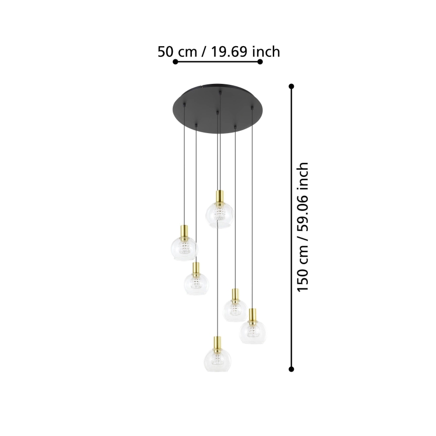 Eglo 390279 - Led Dimmable κρεμαστό φωτιστικό οροφής 6xLED/5,4W/230V 3000K διάμετρος 54 cm χρυσό
