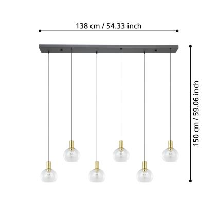 Eglo - Led Dimmable κρεμαστό φωτιστικό οροφής 6xLED/5,4W/230V 3000K χρυσό