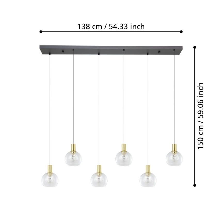 Eglo - Led Dimmable κρεμαστό φωτιστικό οροφής 6xLED/5,4W/230V 3000K χρυσό