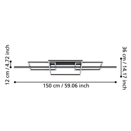 Eglo - Πλαφονιέρα οροφής ντιμαριζόμενη LED LED/34,5W/230V 3000K μαύρο