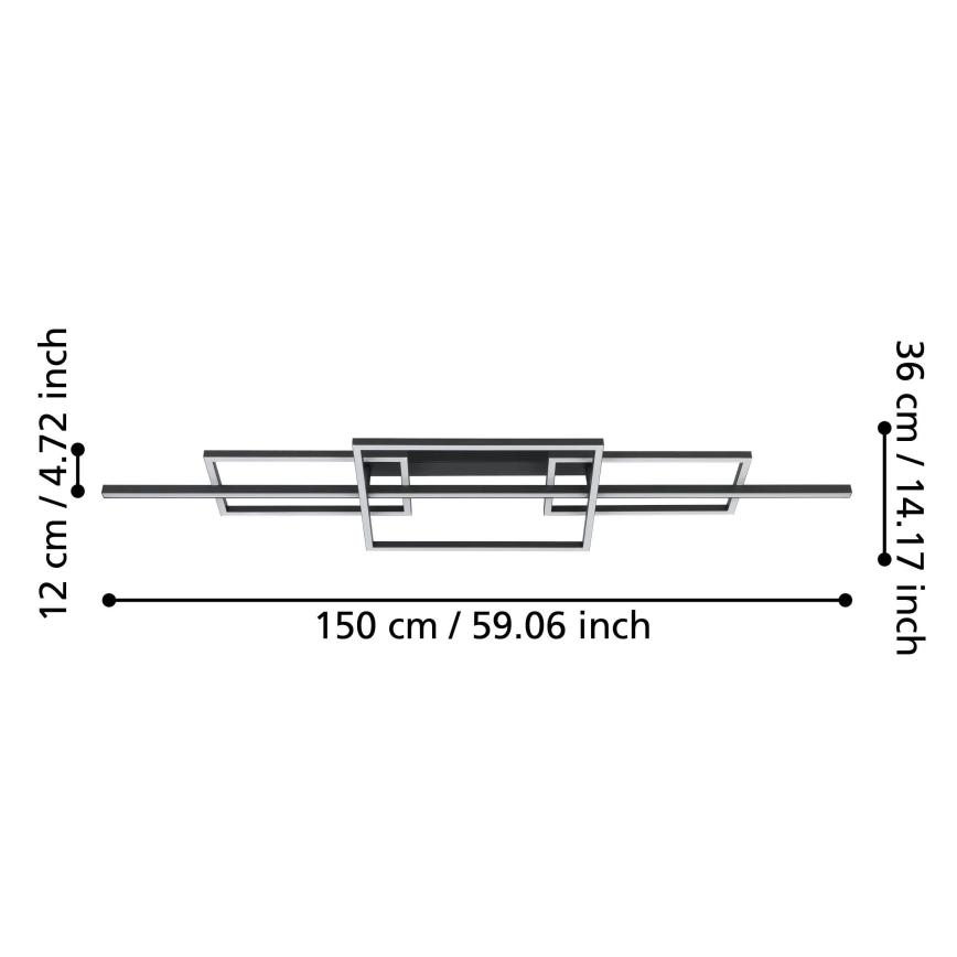 Eglo - Πλαφονιέρα οροφής ντιμαριζόμενη LED LED/34,5W/230V 3000K μαύρο