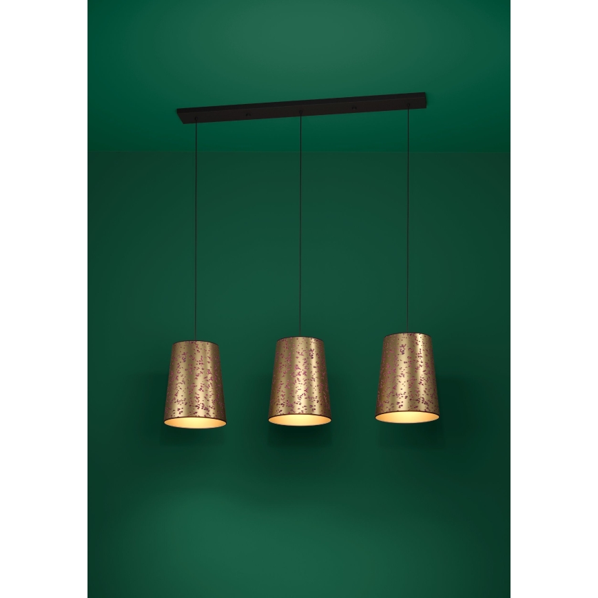 Eglo - Κρεμαστό φωτιστικό οροφής 3xE27/25W/230V χρυσό/ροζ