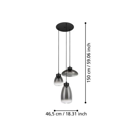Eglo - Led Dimmable κρεμαστό φωτιστικό οροφής 3xLED/5,4W/230V 2700K φιμέ
