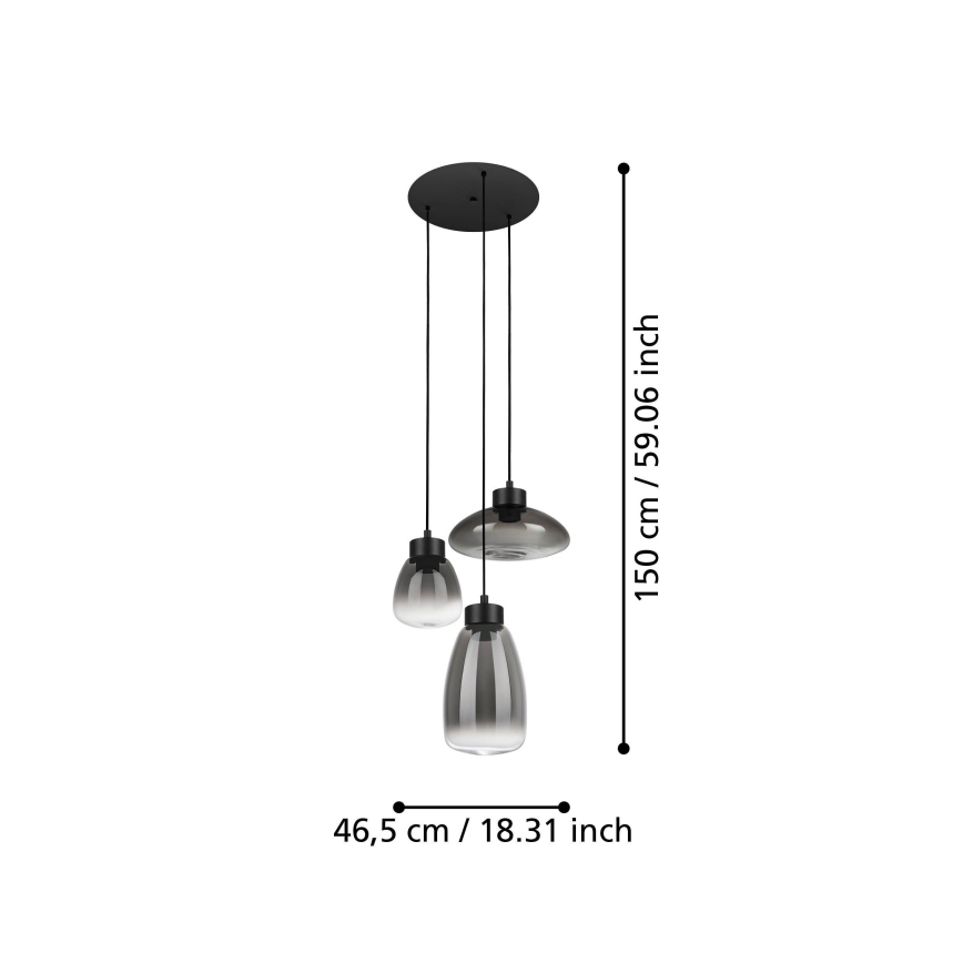 Eglo - Led Dimmable κρεμαστό φωτιστικό οροφής 3xLED/5,4W/230V 2700K φιμέ