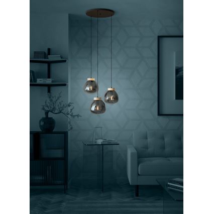 Eglo - Κρεμαστό φωτιστικό οροφής 3xE27/40W/230V φιμέ