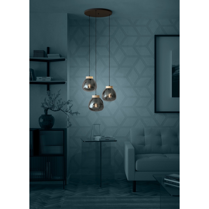 Eglo - Κρεμαστό φωτιστικό οροφής 3xE27/40W/230V φιμέ