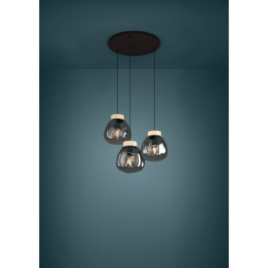 Eglo - Κρεμαστό φωτιστικό οροφής 3xE27/40W/230V φιμέ