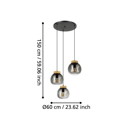 Eglo - Κρεμαστό φωτιστικό οροφής 3xE27/40W/230V φιμέ
