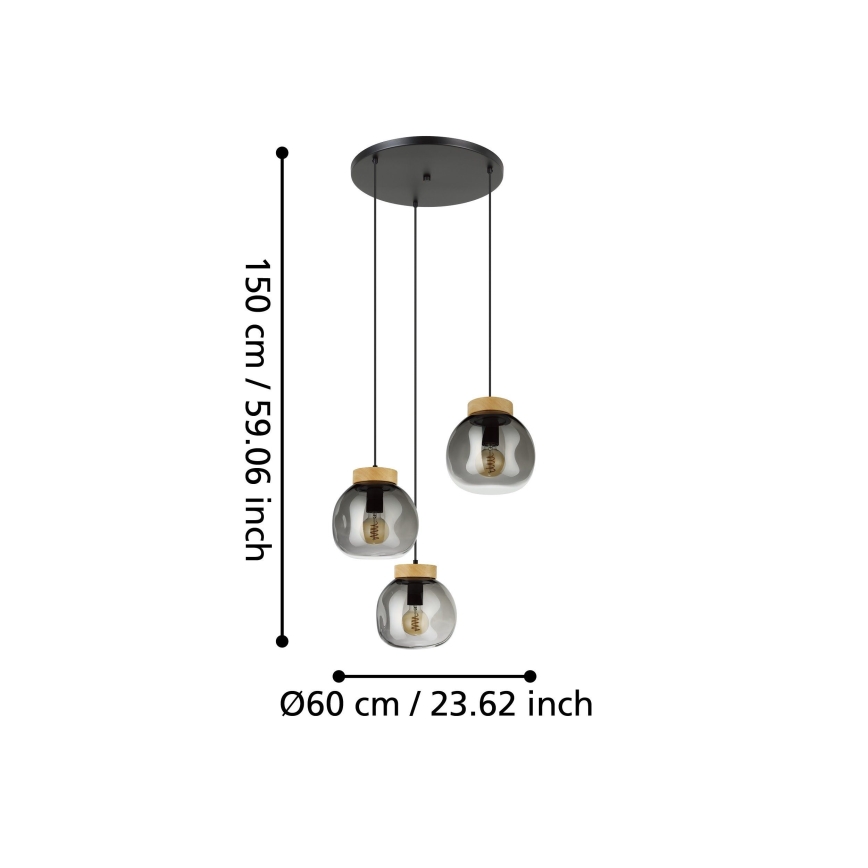 Eglo - Κρεμαστό φωτιστικό οροφής 3xE27/40W/230V φιμέ