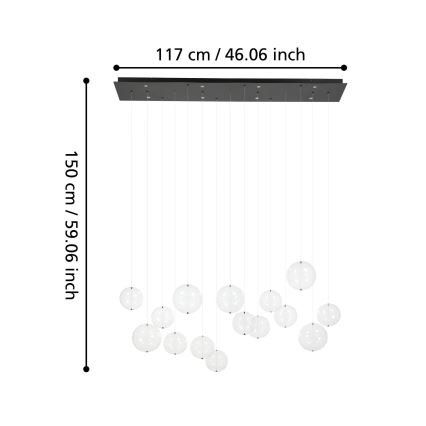 Eglo - Led Dimmable κρεμαστό φωτιστικό οροφής 8xLED/4,2W/230V 3000K διαφανές