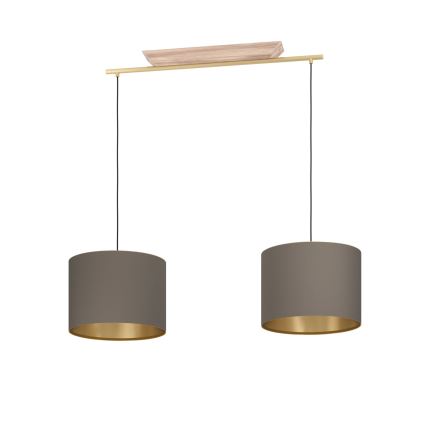 Eglo - Κρεμαστό φωτιστικό οροφής 2xE27/40W/230V καφέ/χρυσό