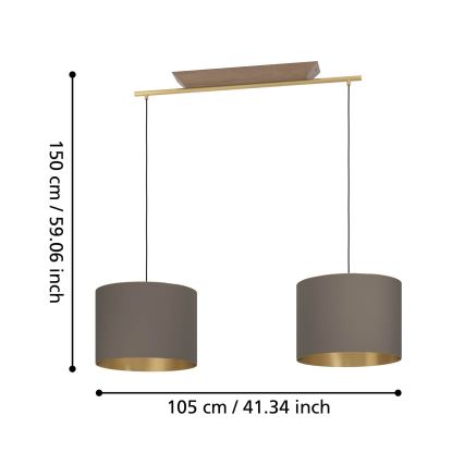 Eglo - Κρεμαστό φωτιστικό οροφής 2xE27/40W/230V καφέ/χρυσό