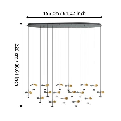 Eglo - Led Dimmable κρεμαστό φωτιστικό οροφής 17xLED/2,3W/230V 3000K