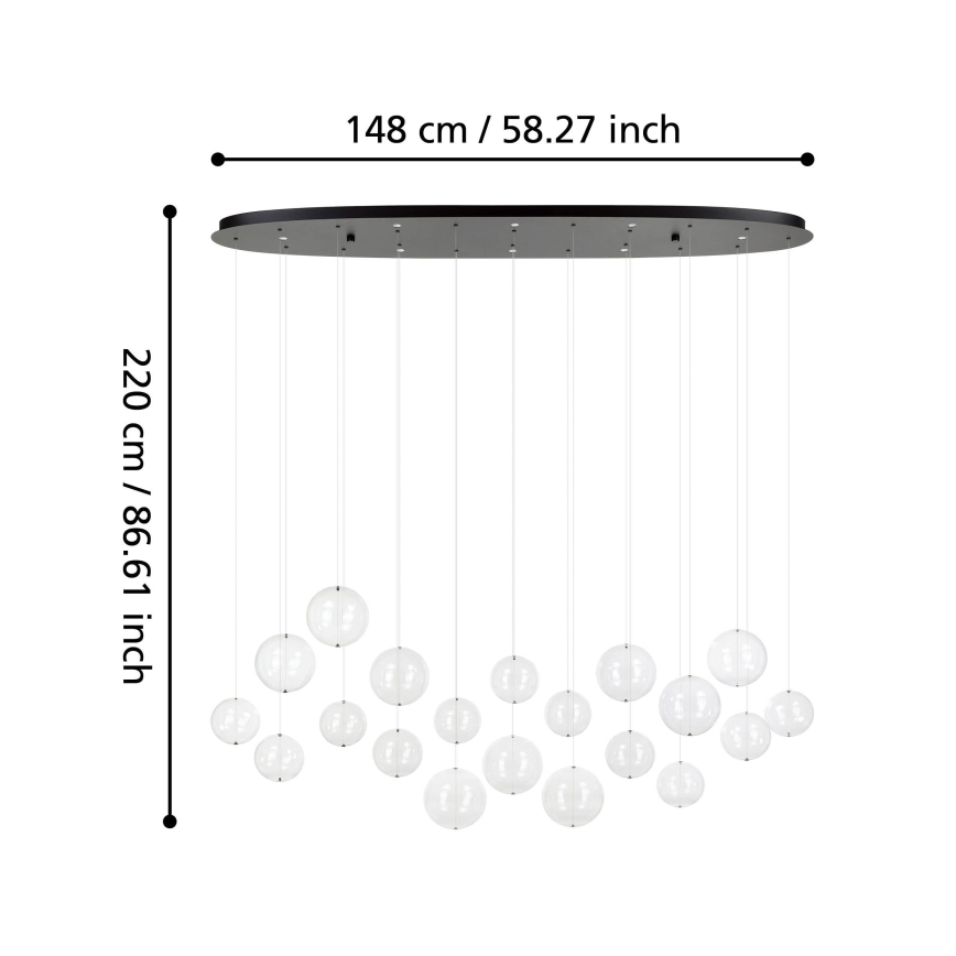Eglo - Led Dimmable κρεμαστό φωτιστικό οροφής 8xLED/4,2W/230V 3000K διαφανές