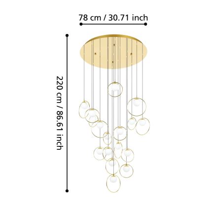 Eglo - Led Dimmable κρεμαστό φωτιστικό οροφής 17xLED/3W/230V 3000K διάμετρος 78 cm χρυσό