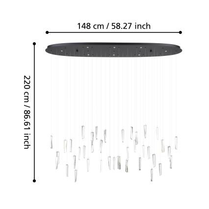 Eglo - Led Dimmable κρεμαστό φωτιστικό οροφής 8xLED/4,2W/230V 3000K διαφανές