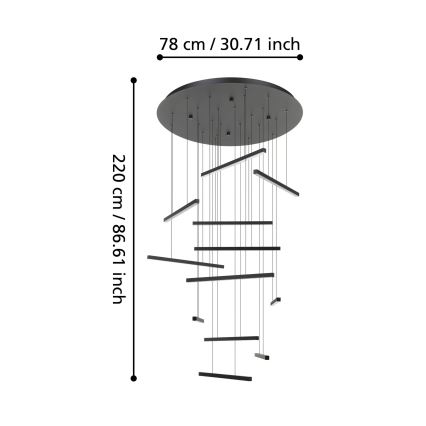 Eglo - Led Dimmable κρεμαστό φωτιστικό οροφής 12xLED/8,4W/230V 3000K μαύρο