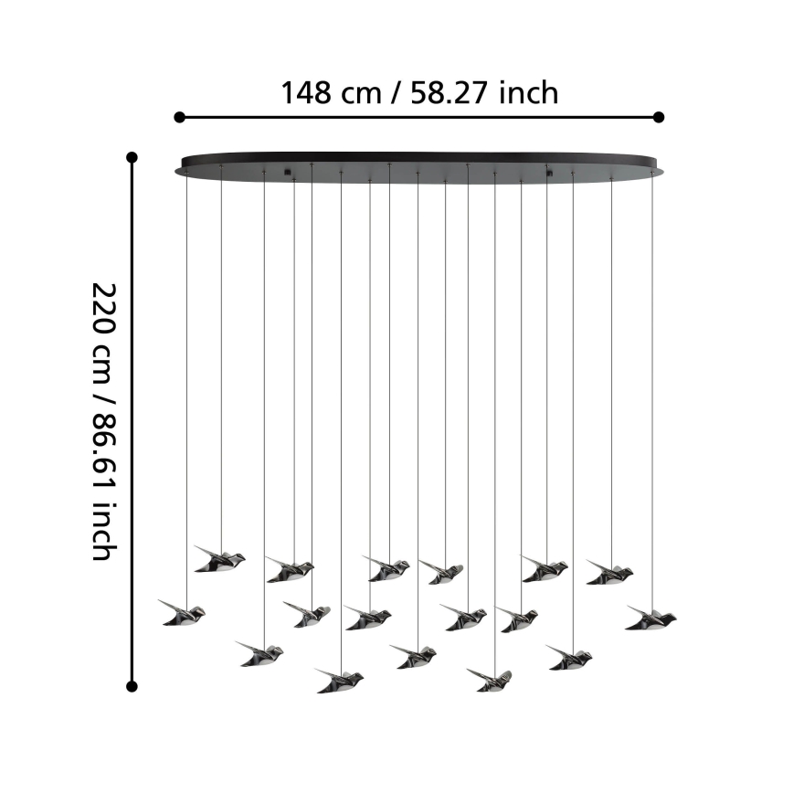 Eglo - Led Dimmable κρεμαστό φωτιστικό οροφής 17xLED/3W/230V 3000K μαύρο