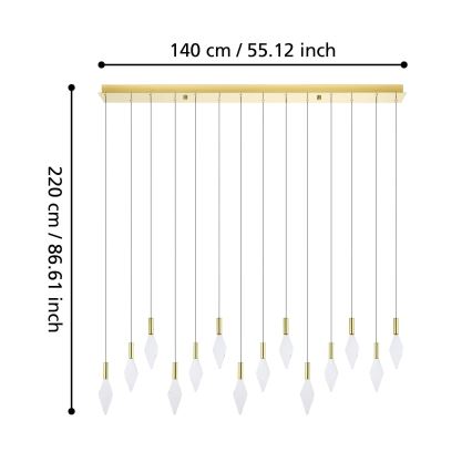 Eglo - Led Dimmable κρεμαστό φωτιστικό οροφής 14xLED/3,3W/230V 3000K χρυσό