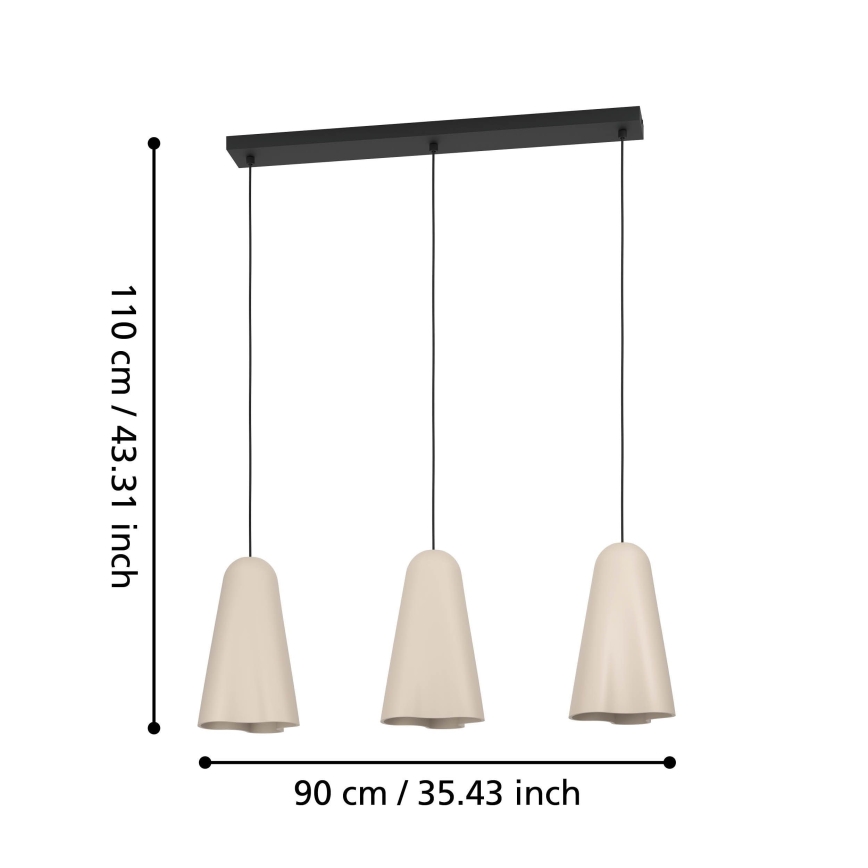 Eglo - Κρεμαστό φωτιστικό οροφής 3xE27/40W/230V μπεζ