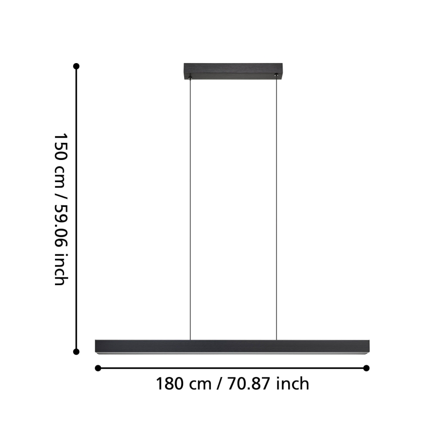 Eglo - Led Dimmable κρεμαστό φωτιστικό οροφής LED/20W/230V 3000K μαύρο