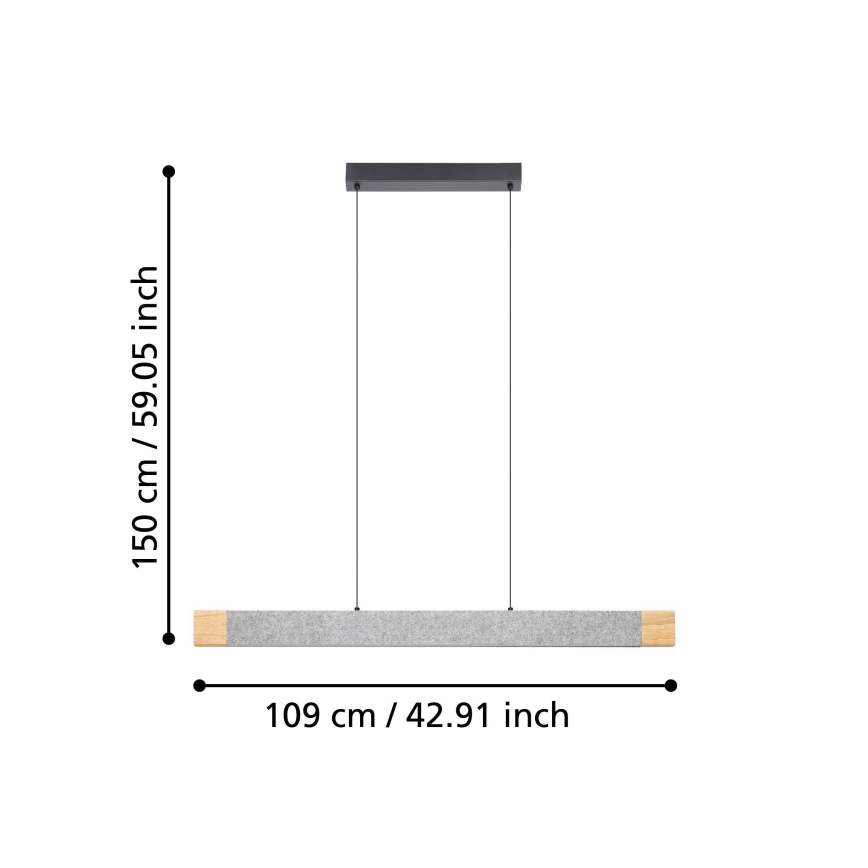 Eglo - Led Dimmable κρεμαστό φωτιστικό οροφής LED/22,2W/230V 3000K καφέ/γκρι