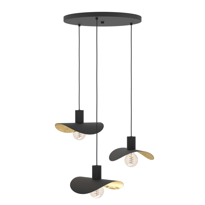 Eglo - Κρεμαστό φωτιστικό οροφής 3xE27/40W/230V μαύρο/χρυσό